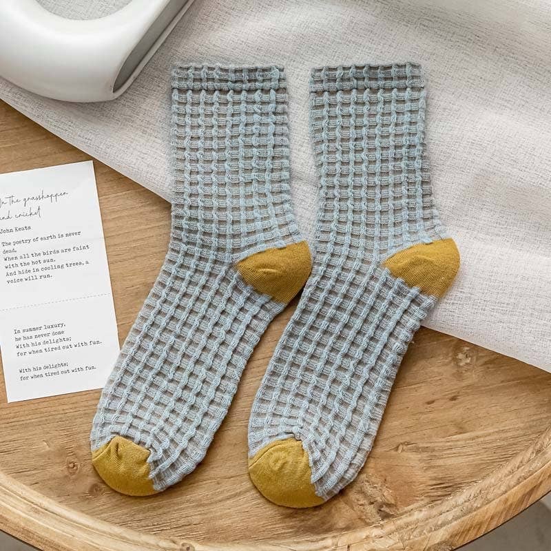 LADY JUNE ACCESSORIES WAFFLE CHECK CREW SOCK
