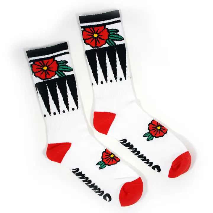 STUNTIN GOODS GEOMETRIC FLOWER WHITE SOCKS