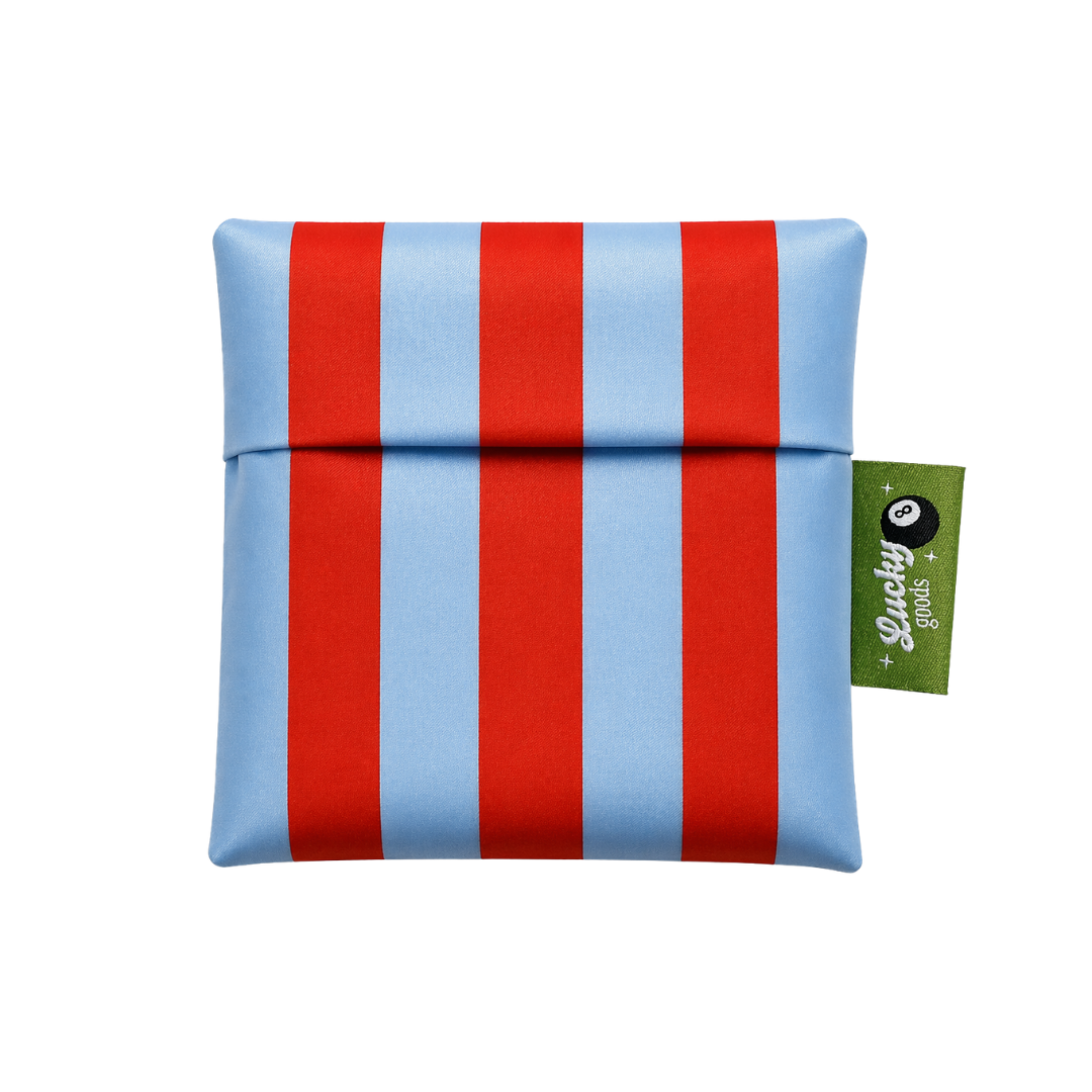 BLUE & MAROON STRIPED FOLDABLE TOTE